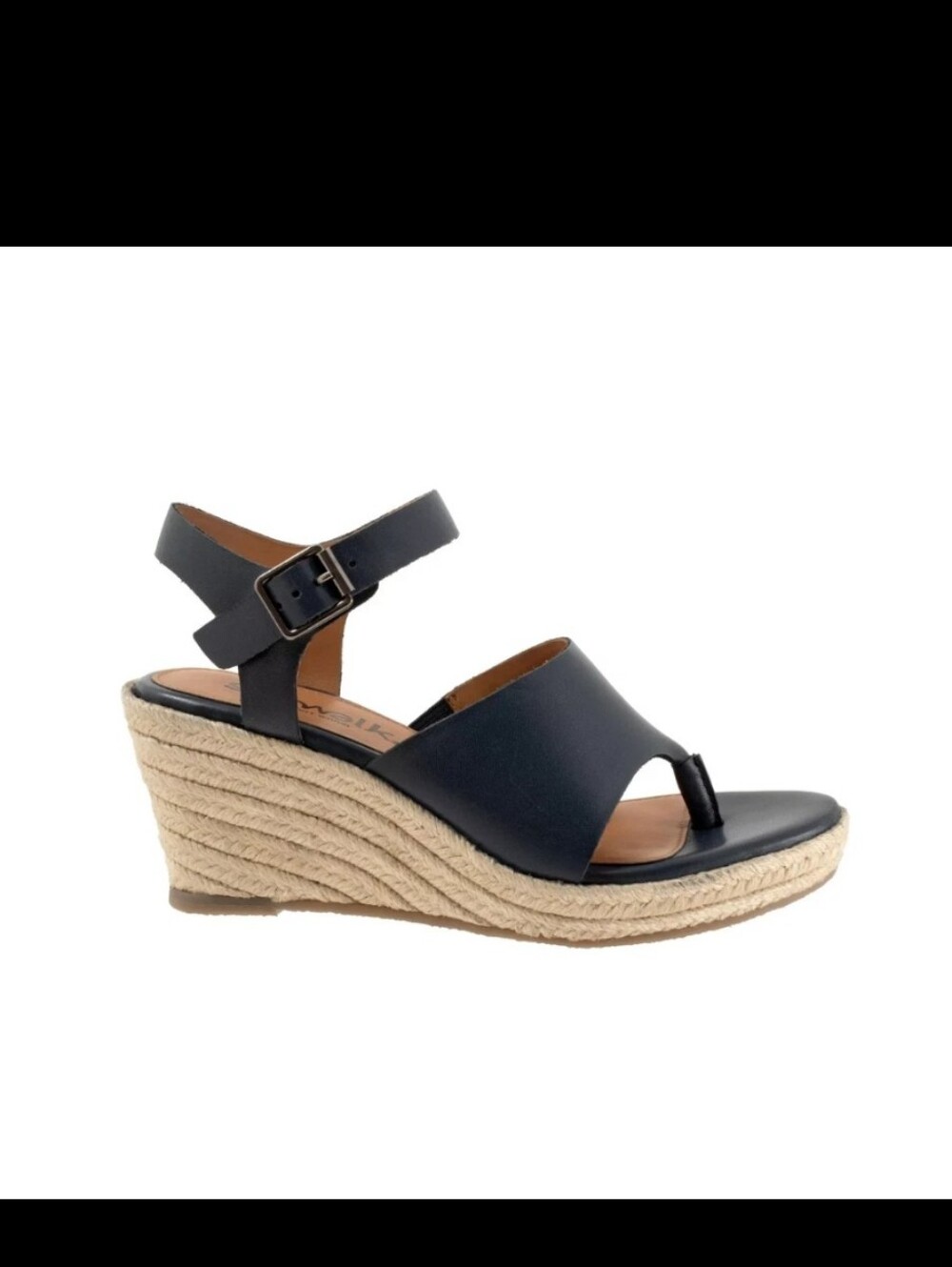 SoftWalk Hilo Women's Leather Platform Wedge Sandal - Navy